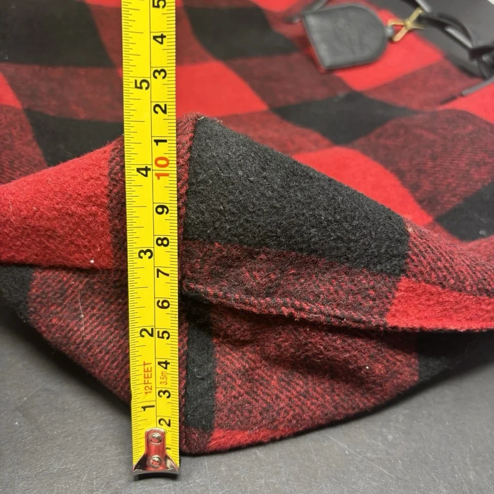 Bass Tote Plaid Reversible Black Red Classic Flannel Faux‎ Leather Large Purse